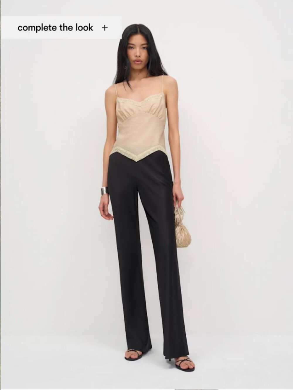 REFORMATION Gale Satin Mid Rise Bias Pant - Black - Size Medium (NEVER WORN)